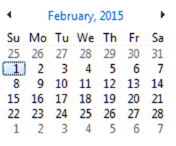 feb 2015 calender